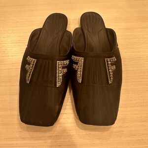 Gently worn black Fendi mules with a gorgeous stone detail. Size 37